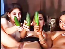 Three Hot Babes And Their Cucumbers