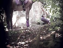 Pooping With Horse In The Forest