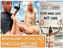 Tesla Protest! Kitty Blair Nude In Public W/ Message For Elon! + Public Fuck! Wolf Wagner