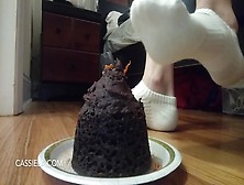 Crushing Chocolate Cake In White Ankle Socks As Revenge