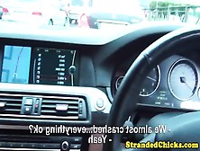 Pickedup European Teen Blowing Dick In Car