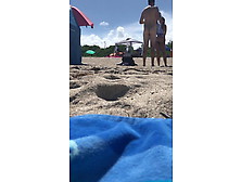 Brunette With Huge Bush Towels Off At Haulover Beach
