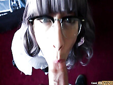 Cosplay Braces Maid Cock Sucking Finish Ejaculant Swallow