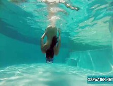 Hot Brunette Slut Candy Swims Underwater