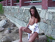Public Nudity Of Long Legged Brunette Teen