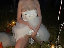 Hot Bride Mounts Herself In The Cemetery.  Happy Halloween