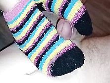 Cumming On Her Warm,  Fluffy Rainbow Socks - Jake & Cassandra