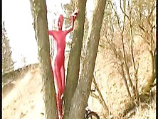 Red Spandex Katherina In Nature