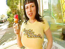 Huge Natural Boobs Bbw Teen In Tight Shirt Licks Ice Cream On Ca