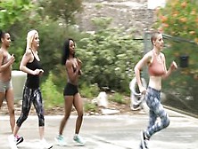 Post-Workout Orgy: Big Boobs,  Small Boobs,  All Lesbians!