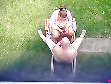 Backyard Blowjobs - A View From Above As Missy Swallows Georges Rod