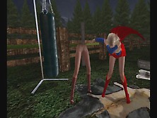 Superheroine Catfight: Supergirl Vs Invisible Woman Pantyhose Phantasy