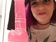 Stoner Chick Rides New Dildo And Smokes Weed On 420
