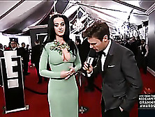 Dark Haired Woman In Green Dress Gets To Have An Interview.