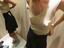 My Ex-Wife Is Trying On Things In The Public Changing Room,  Filming Herself On Online Cam, Getting Excited.