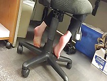 Female Colleague Caught Barefoot At Her Office Desc At Work