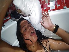 Post Spunk Hanjob After Masturbating Him With My Shoes In The Jacuzzi Eating His Sperm With Yogurt