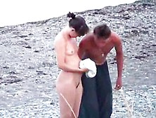 Young Girl With Small Tits Walking On The Beach