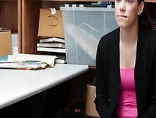Shy Brunette Teen Girlfriend Sucking Boyfriend Large Dick In His Office