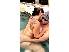 Busty British Wife Sex In The Pool