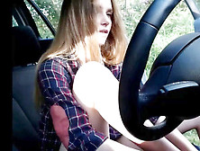 Supah Cute Teenager Tugging Inside Her Car