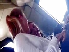 Flashing Bugle For Two Hot Teens In The Bus