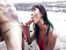 Lucky Inked Lad Gets Crazy Sloppy Deepthroat Outdoors
