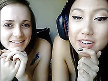 Asian Teen Plays With Her White Girlfriend