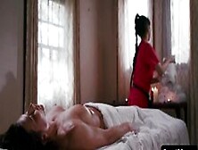Asian Masseuse Jade Kush Licks Ariels Pussy On The Massage Table