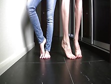 Tall And Short Girl Show Off Their Sexy Feet