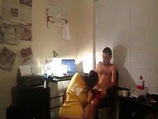 Fat Girl With A Huge Ass Sucks Off Her Bf On An Office Chair