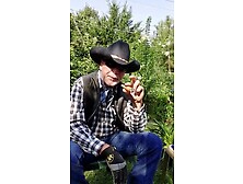 Cowboy Daddy On Break And Pumping His Cock