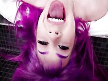 Throated - Purple Haired Cutie Swollows A Big Dick