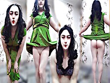 Green Sexy Dress Cute Shemale Ladyboy Hot Body Sexy Dancer Cosplayer Model