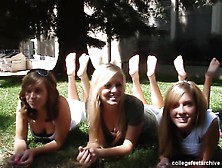 Foot Fetish Voyeur Filming Sexy Female Student's Feet In The Park