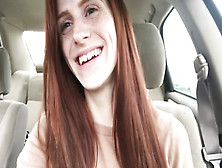 Ginger Amateur Girl Masturbates In The Car