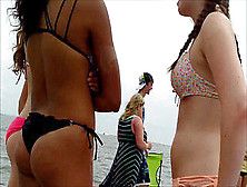 Candid Beach Bathing Suit Bum Booty West Michigan Booty Thong