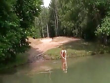 Hot German Blonde Blowjob On The Water Outside