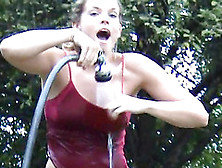 Outdoors With The Hose Is Curvy Girl Megan Qt And She Gets All Wet
