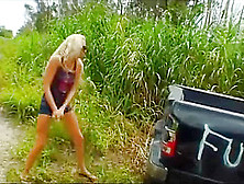 Crazy Blonde Exgirlfriend Smashes Her Man's Truck