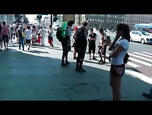 Horny Redhead Strips In Public And Fucks
