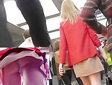 A-Line Skirt Of Blonde Milf Was Filmed By Cameraman