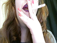 Black-Haired Close Up Smoking Fetish Clip Pale White Girl Plump Teenage Smoker