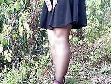 Milf Into Dress And Torn Tights Peeing Outdoor