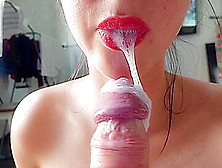Gentle Blowjob Close-Up With Cum On Lips