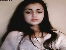 Indian Brunette With Not So Big Boobs Is Performing On Cam,  Every Once In A While