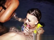 Hot Party Girls Sucking Cocks In The Pool