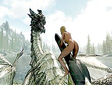 Skyrim Woman Helps Dragon Cum 2