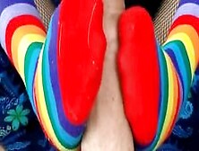 Skinny Wife In High Socks Gives Footjob For The First Time! Such A Sock Tease! (Big Dick,  Big Dick,  Big Dick,  Big Dick)