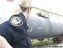 Busty Cop Sluts Take A Hard Pounding Together From A Meaty Black Cock
